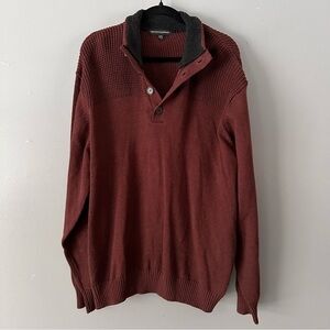 Tricots St Raphael 1/4 Button Down Sherpa‎ Neck Sweater | Burgundy